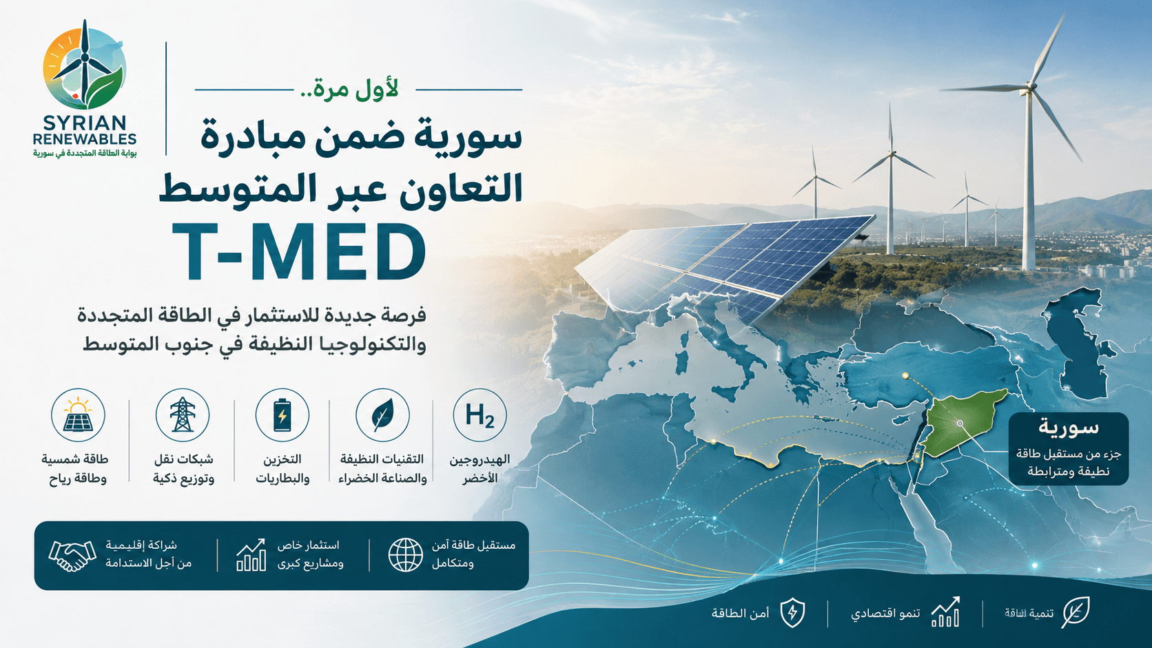 Syria included in the EU T-MED initiative for Mediterranean renewable energy and clean technology cooperation